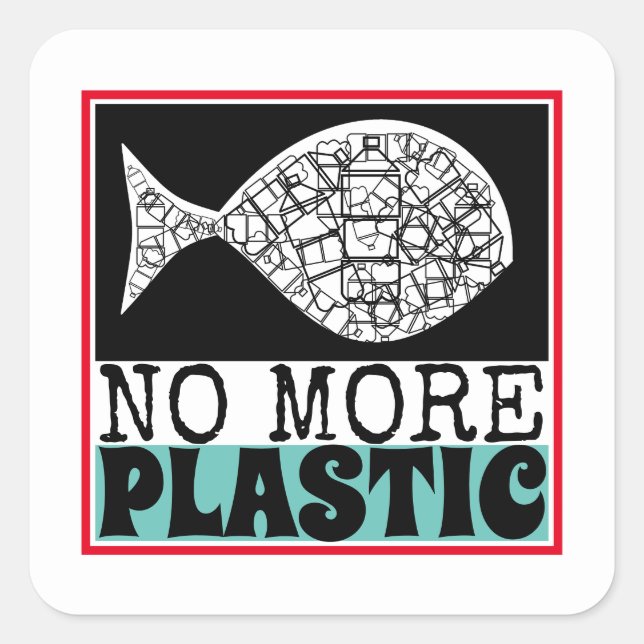 Plastic Fish, Climate Change Square Sticker (Front)