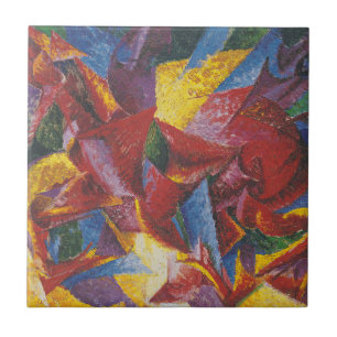 Plastic forms of a horse - Umberto Boccioni Ceramic Tile
