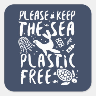 Plastic Free Earth Day Square Sticker