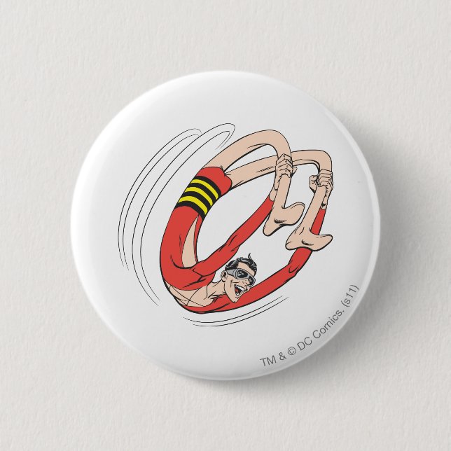 Plastic Man Backbend Wheel 6 Cm Round Badge (Front)