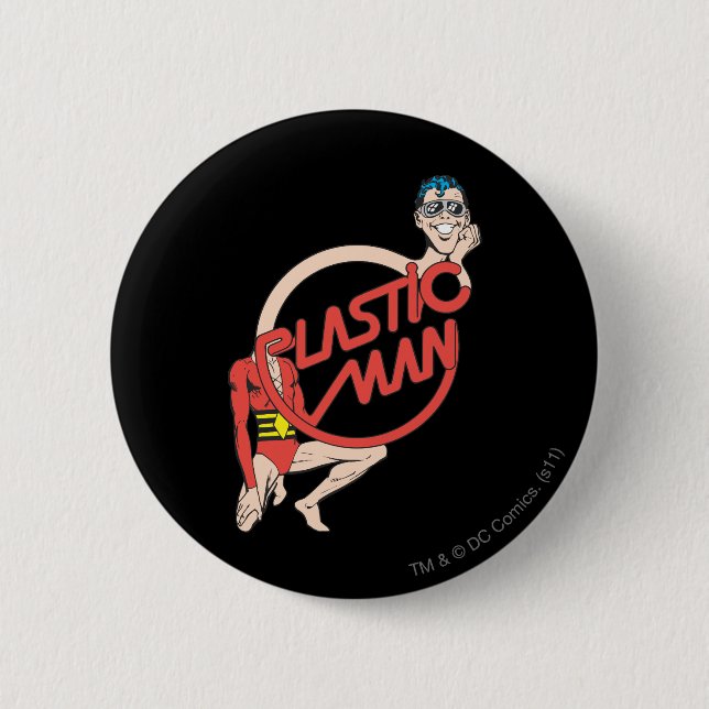 Plastic Man Rubberneck Sign 6 Cm Round Badge (Front)