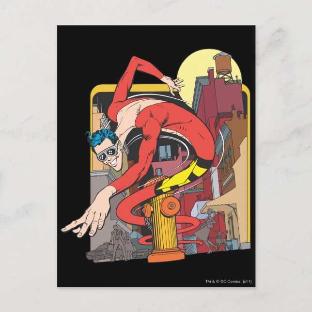 Plastic Man Shape-Shifts in the City Postcard (Front)