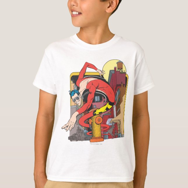 Plastic Man Shape-Shifts in the City T-Shirt (Front)