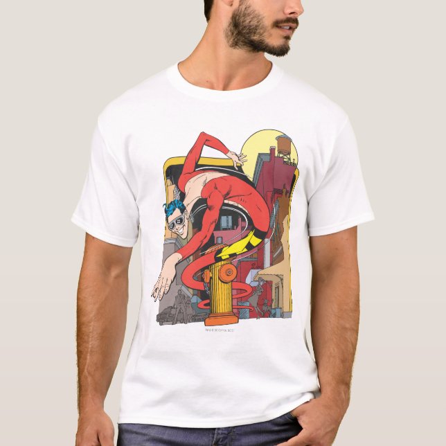 Plastic Man Shape-Shifts in the City T-Shirt (Front)