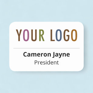 Plastic Name Tag Magnetic or Pin Custom Logo