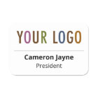 Plastic Name Tag Magnetic or Pin Custom Logo