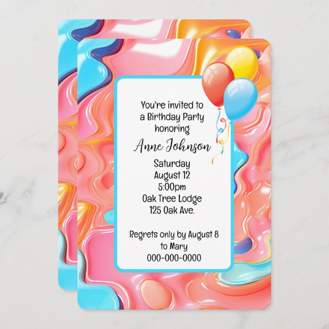 Plastic Psychedelic Birthday Invite (Front/Back)