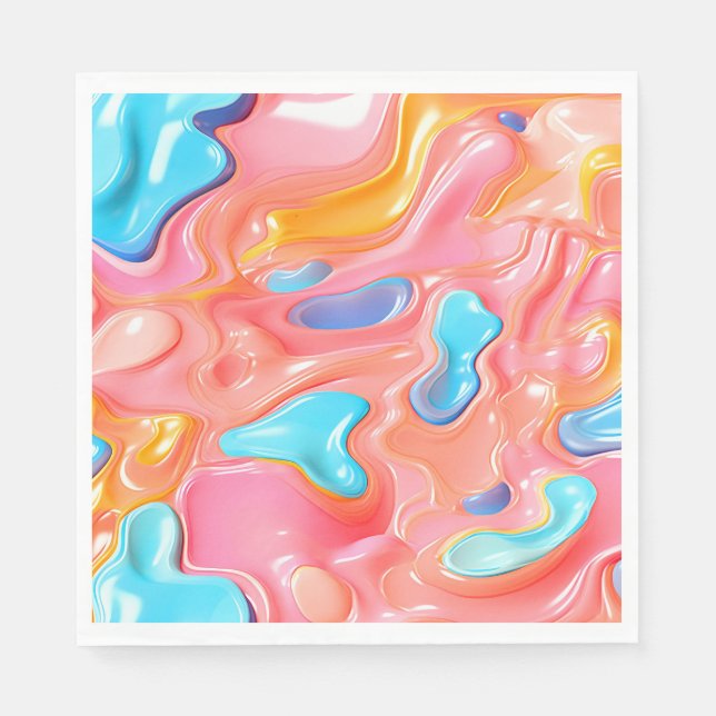Plastic Psychedelic Fluid Shapes Napkin (Front)