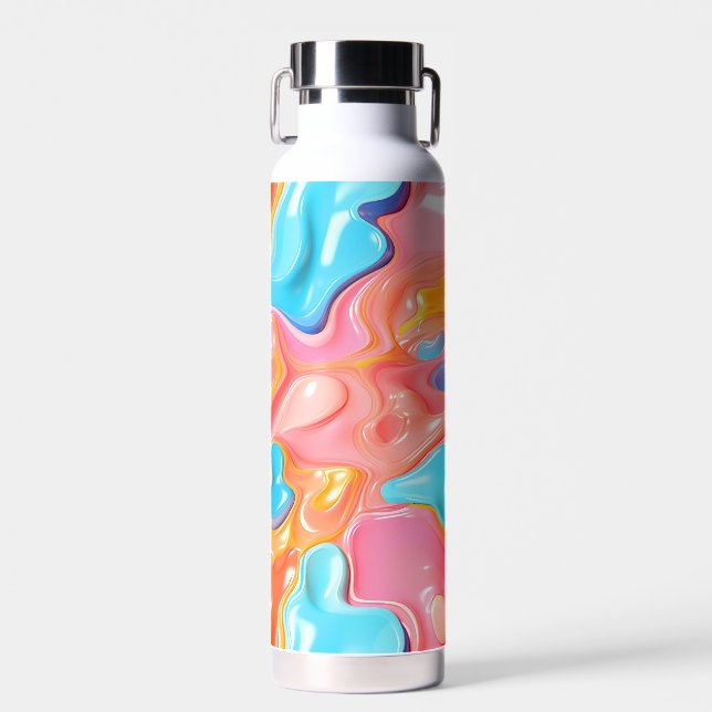 Plastic Psychedelic Fluid Shapes Water Bottle (Front)