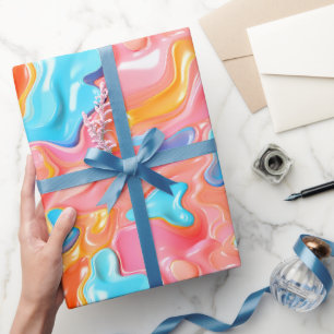 Plastic Psychedelic Fluid Shapes Wrapping Paper