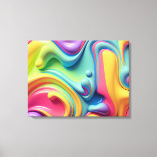 Plastic Rainbow Fluid Shapes Canvas Print