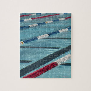 Plastic separators in a swimming pool creating jigsaw puzzle