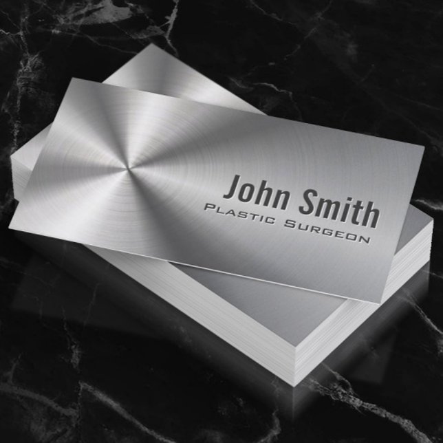 Plastic Surgeon Faux Metal Medical Business Card (Creator Uploaded)