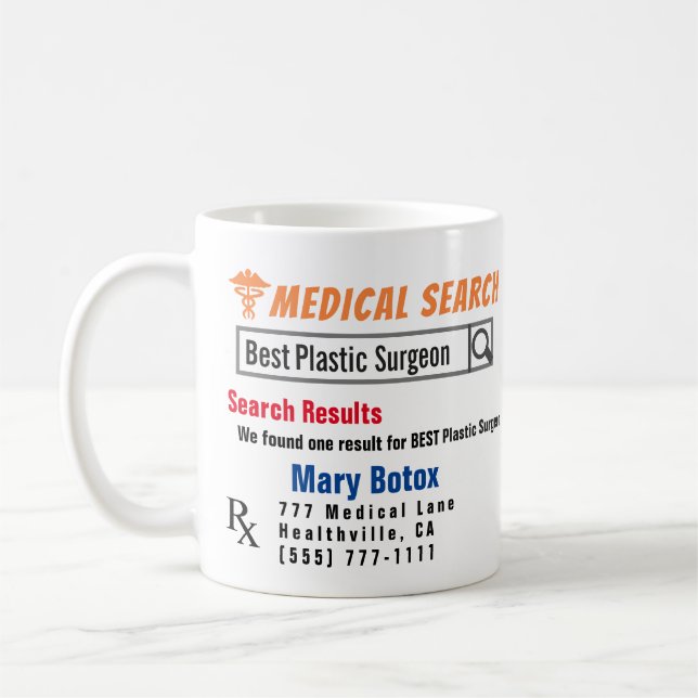 Plastic Surgeon Funny Search Gift Mug (Left)