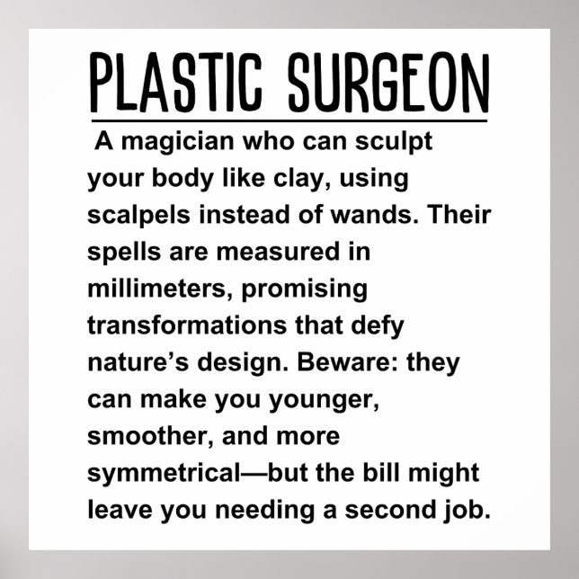 Plastic Surgeon Poster (Front)