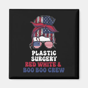 Plastic Surgery Nurse Messy Bun July 4th American Magnet