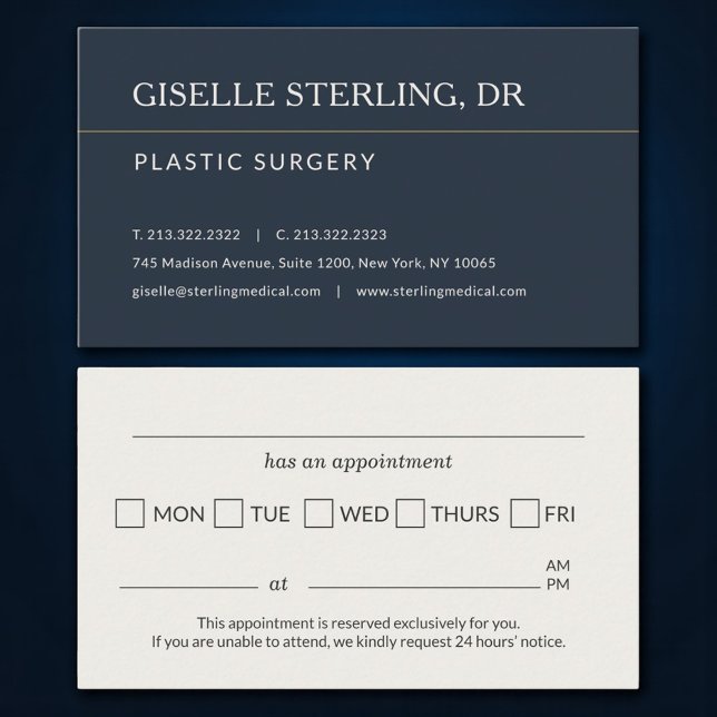 Plastic Surgery Office Appointment Reminder Business Card (Creator Uploaded)