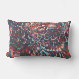 Plastic with destroyed image, wine to cyan stains lumbar cushion