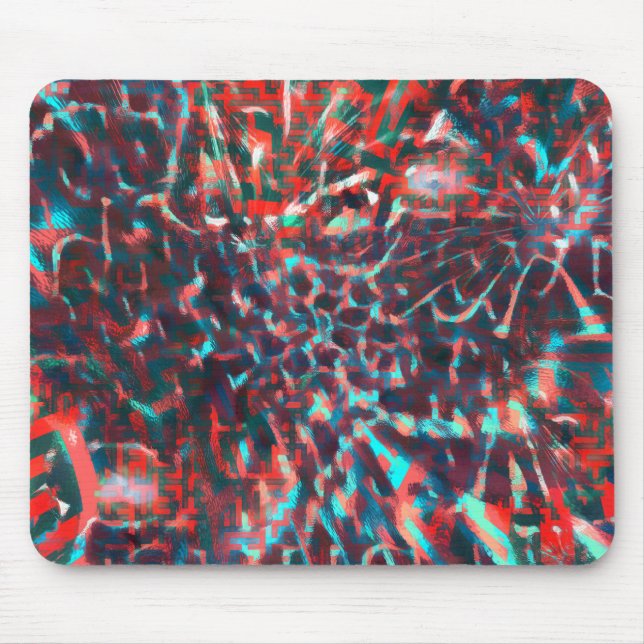 Plastic with destroyed image, wine to cyan stains  mouse pad (Front)