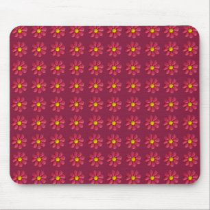 Plasticine Red Flower Pattern on Burgundy Mouse Pad