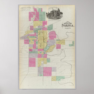 Plat of the City of Salina, Kansas Poster