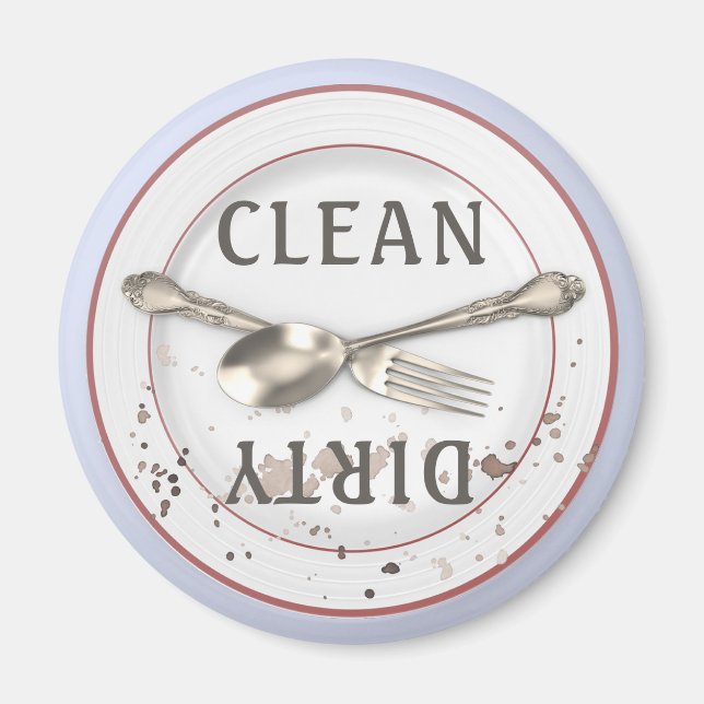 Plate and Silverware Clean Dirty Dishwasher Magnet (Front)