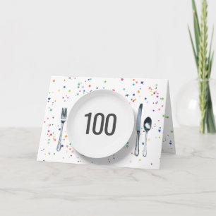 Plate and Silverware for 100th Birthday Card