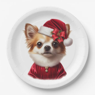 Plate Christmas Chihuahua Santa Holiday Party