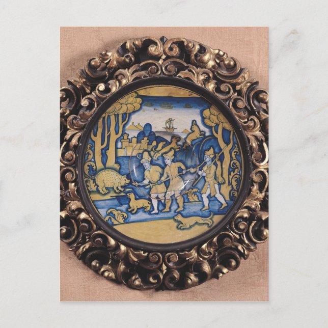 Plate decorated with a hunting scene postcard (Front)