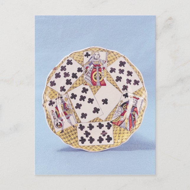 Plate decorated with a trompe l'oeil postcard (Front)