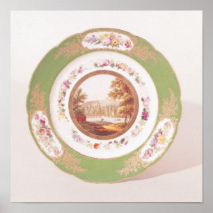 Plate depicting the old Pont de Sevres Poster