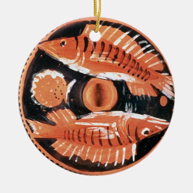 Plate depicting two fish, 350 BC (ceramic) Ceramic Tree Decoration (Front)