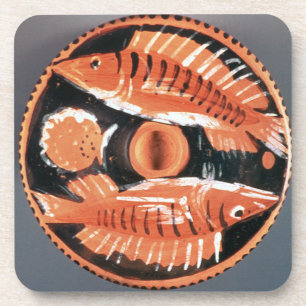 Plate depicting two fish, 350 BC (ceramic) Coaster