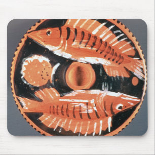 Plate depicting two fish, 350 BC (ceramic) Mouse Pad