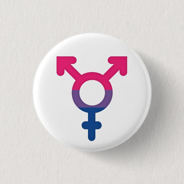 Plate Flag Bisexual Symbol He - Love is Love 3 Cm Round Badge (Front)