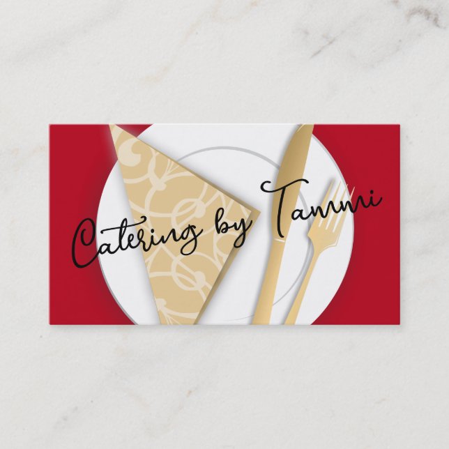 Plate fork napkin chef catering business card (Front)
