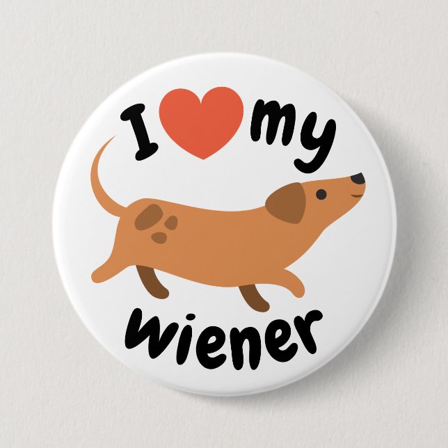 Plate I love my to wiener - Dog dachshund 7.5 Cm Round Badge (Front)