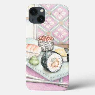 Plate of Assorted Sushi with Chopsticks iPhone 13 Case