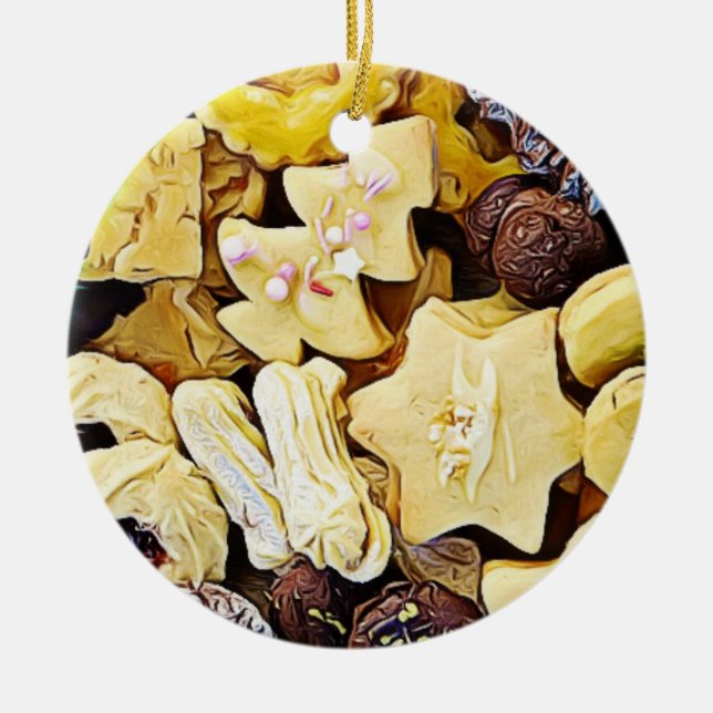 Plate of Cookies Personalised Christmas Ceramic Ornament (Front)