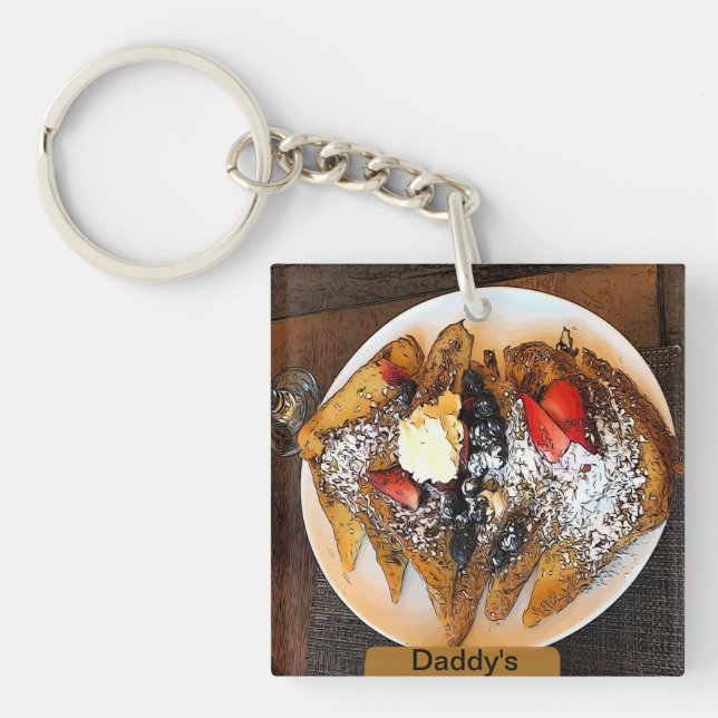 Plate of French Toast with Fruit Art Key Ring (Front)