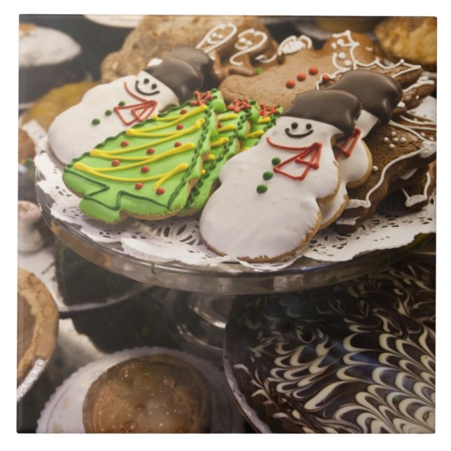 Plate of Fresh Christmas Cookies Tile (Front)