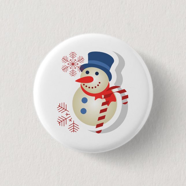 Plate of snowman 3 cm round badge (Front)