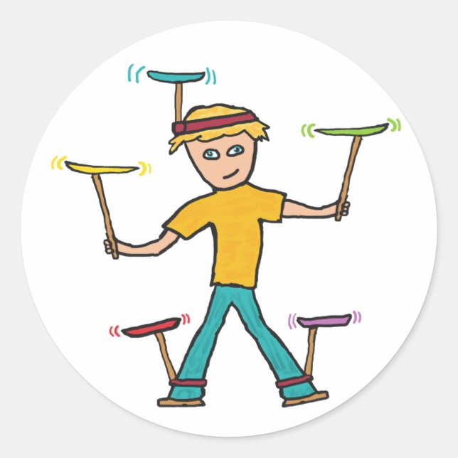 Plate Spinning Classic Round Sticker (Front)