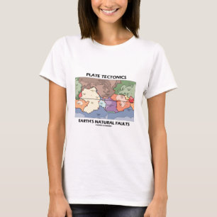 Plate Tectonics Earth's Natural Faults (World Map) T-Shirt