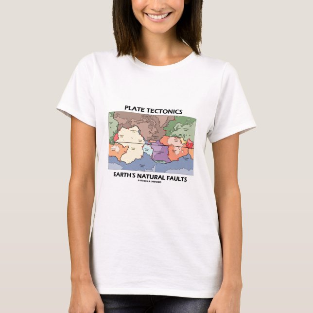 Plate Tectonics Earth's Natural Faults (World Map) T-Shirt (Front)