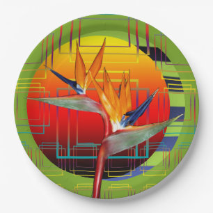 Plate Tropical Garden Party Bird of Paradise Plant