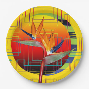 Plate Tropical Garden Party Bird of Paradise Plant