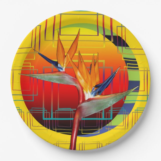 Plate Tropical Garden Party Bird of Paradise Plant (Front)