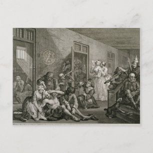 Plate VIII from A Rake's Progress, 1735 Postcard