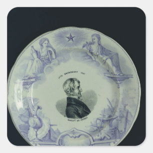 Plate with a portrait of Alexandre Brongniart Square Sticker